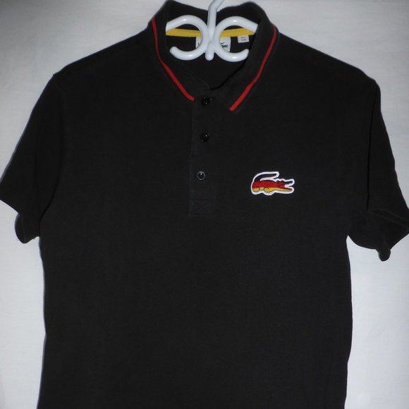 LACOSTE SPORT, Germany, black polo shirt, medium